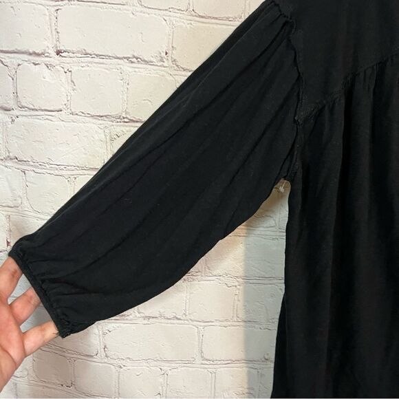 We The Free Free People Black Tie Oversized Blouse Size Small - Picture 2 of 7